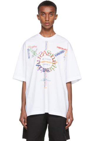 Acne Studios: White Printed Logo T-Shirt | SSENSE