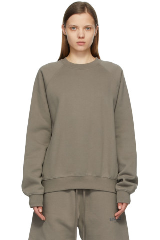 Essentials: Taupe Pullover Crewneck Sweatshirt | SSENSE