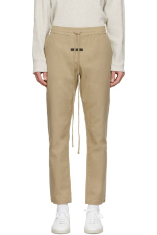 Essentials: Khaki Twill Trousers | SSENSE