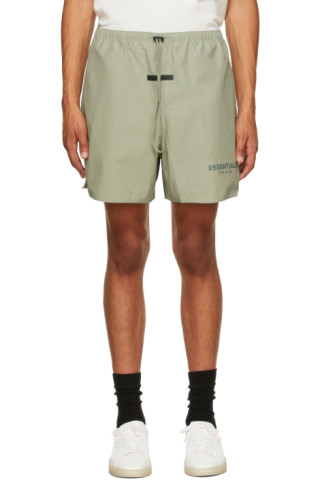 Fear of God ESSENTIALS: Green Volley Shorts | SSENSE