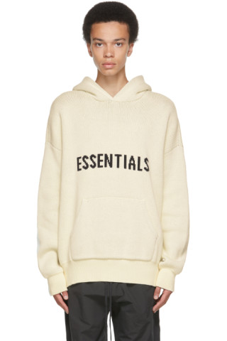 Essentials: Off-White Pullover Logo Hoodie | SSENSE Canada
