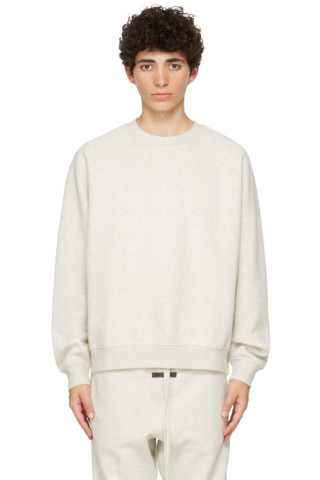 Essentials: Grey & Black Pullover Sweatshirt | SSENSE