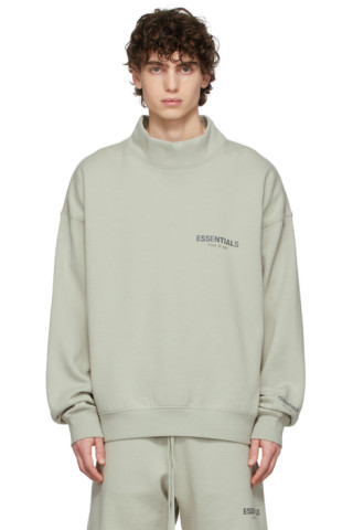 Fear of God ESSENTIALS: SSENSE Exclusive Green Mock Neck Sweatshirt ...