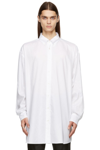 Maison Margiela: White Organic Décortiqué Oxford Shirt | SSENSE