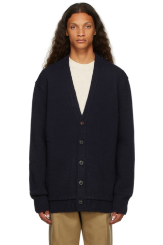 Maison Margiela: Navy Wool Cardigan | SSENSE