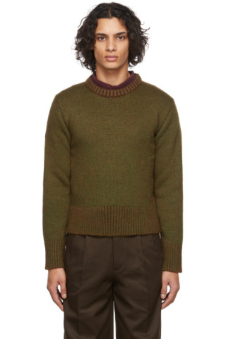 Maison Margiela: Khaki Wool-Blend Crewneck Sweater | SSENSE