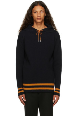 Navy Wool Sailor Hoodie by Maison Margiela on Sale