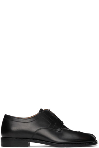 Maison Margiela: Black Leather Tabi Derbys | SSENSE