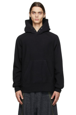 Black Fleece Raglan Hoodie by Engineered Garments on Sale