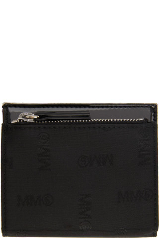 Black Canvas Flip Flap Wallet by MM6 Maison Margiela on Sale