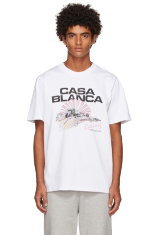 Casablanca: White Racing Shell T-Shirt | SSENSE