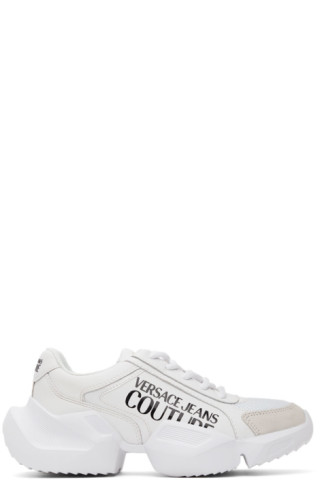 White Gravity Logo Low Sneakers by Versace Jeans Couture on Sale