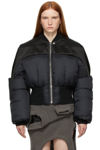 Rick Owens: Black Girdered Bomber Jacket | SSENSE