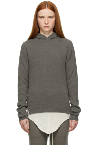 Rick Owensのグレー カシミア ニット フーディがセール中 Rick Owensのグレー カシミア ニット フーディがセール中