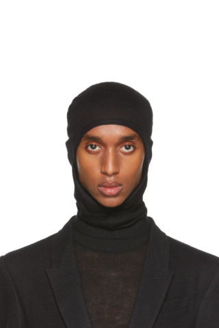 Rick Owens: Black Cashmere Skull Balaclava | SSENSE