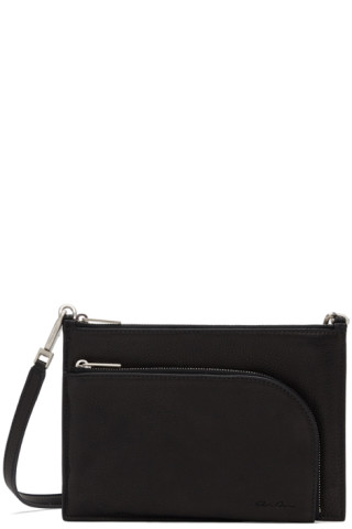 Rick Owens: Black Leather Club Pouch | SSENSE