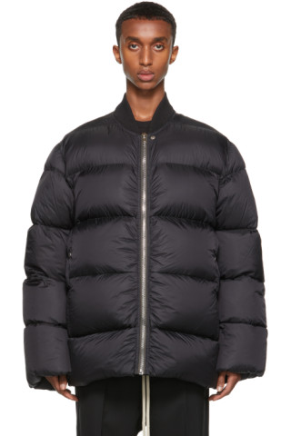 Black Down Flight Jacket by Rick Owens on Sale