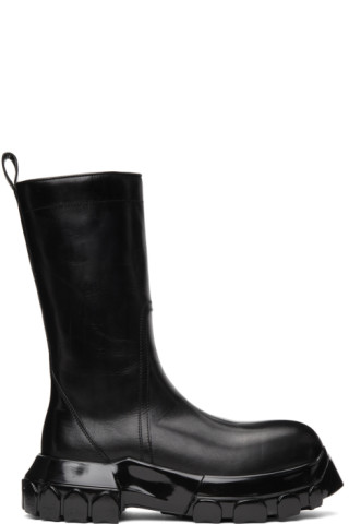 Rick Owens: Black Polished Bozo Tractor Boots | SSENSE