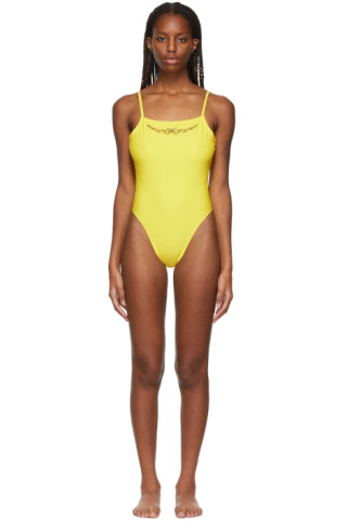 Louis Vuitton Pleated Front One-Piece Swimsuit , Yellow, 40