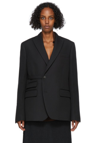 Jil Sander: Black Wool Tailored Blazer | SSENSE UK