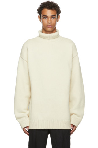 Off-White Wool Turtleneck by Jil Sander on Sale