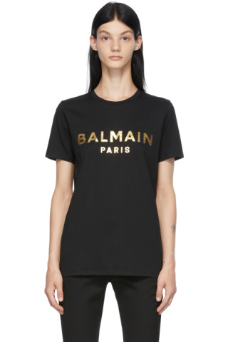 Balmain: Black & Gold Metallic Logo