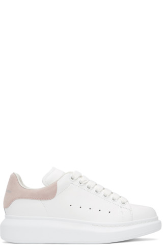 Oversized Sneakers In White And Metallic Pink