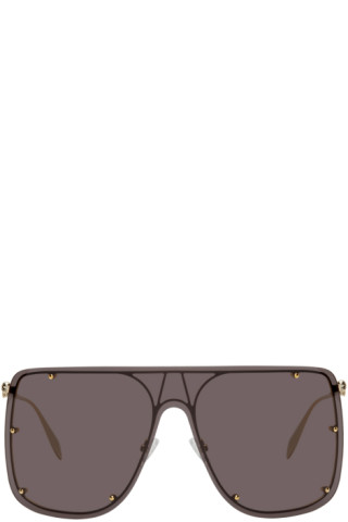 Alexander McQueen: Gold Skull Mask Sunglasses | SSENSE