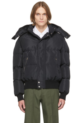 Alexander McQueen: Black Faille Puffer Jacket | SSENSE