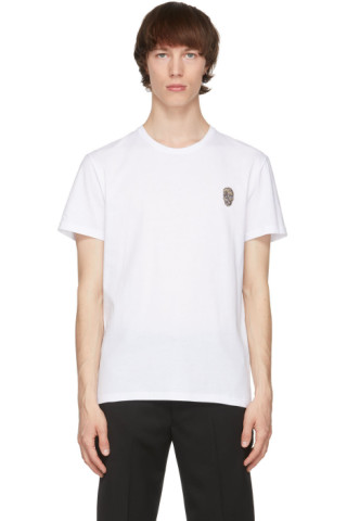 White Skull Badge T-Shirt by Alexander McQueen on Sale