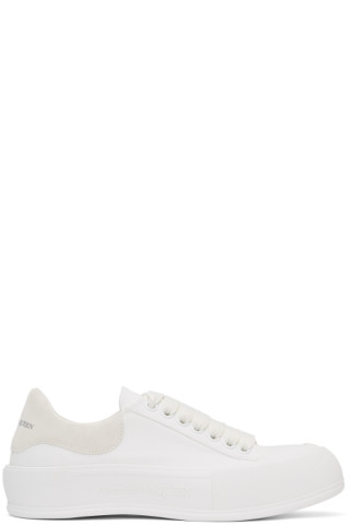 Alexander McQueen: White & Off-White Deck Plimsoll Sneakers | SSENSE