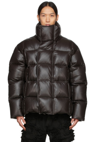 Givenchy: Brown Lambskin Down Puffer Jacket | SSENSE Canada