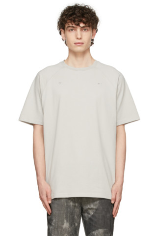 HELIOT EMIL: Grey Logo Raglan T-Shirt | SSENSE UK