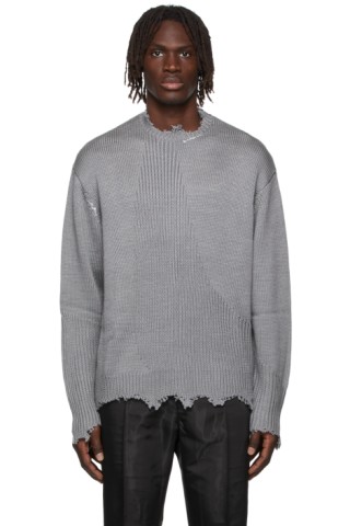 C2H4: Grey Filtered Reality Arc Sculpture Sweater | SSENSE