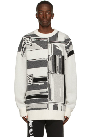 We11done: White Chain Graphic Sweater | SSENSE