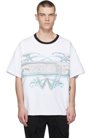 We11done: White 'W' Graphic T-Shirt | SSENSE