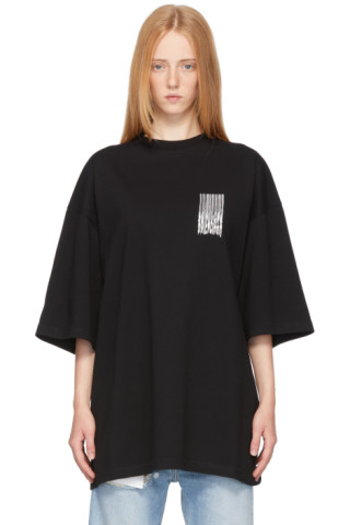 Black Wide Fit Barcode T-Shirt by Balenciaga on Sale