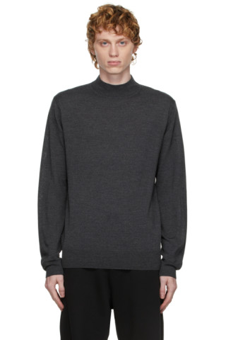 Dries Van Noten: Grey Mock Neck Sweater | SSENSE