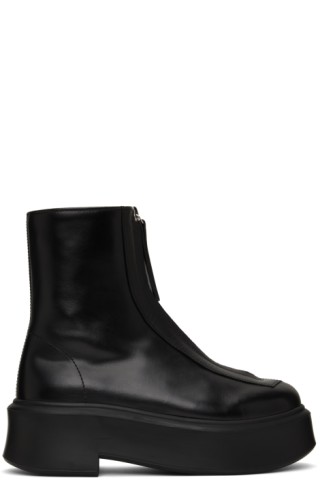 The Row: Black Zipped 1 Boots | SSENSE