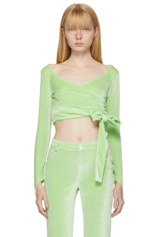 Maisie Wilen: Green Dramady Wrap Cardigan | SSENSE