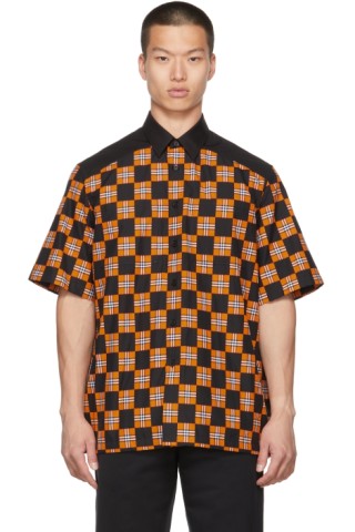 Burberry: Orange & Black Check Tirley Short Sleeve Shirt | SSENSE Canada