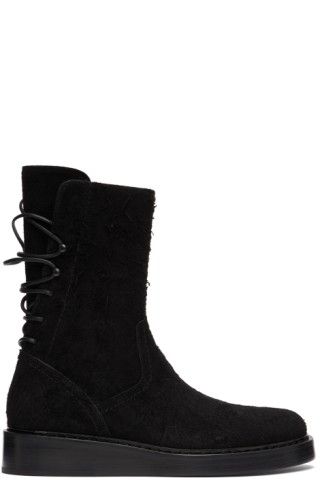 Ann Demeulemeester: Black Victor Lace-Up Boots | SSENSE Canada