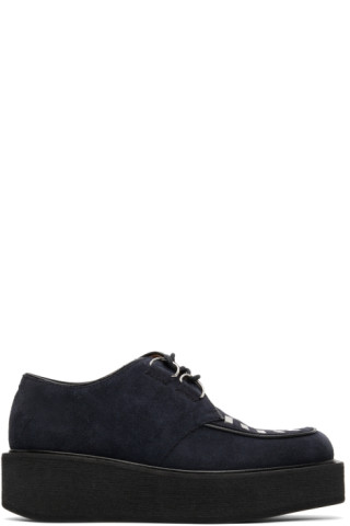 Marni: Navy Suede Creeper Derbys | SSENSE Canada