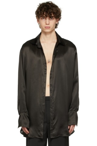 Ludovic de Saint Sernin: SSENSE UK Exclusive Black Silk Go To Shirt ...