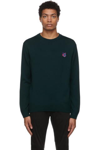 Maison Kitsuné: Green MuirMcNeil Edition Pixel Fox Head Patch Sweater ...