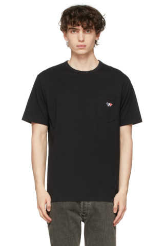 Maison Kitsuné - Black Tricolor Fox Patch Pocket T-Shirt