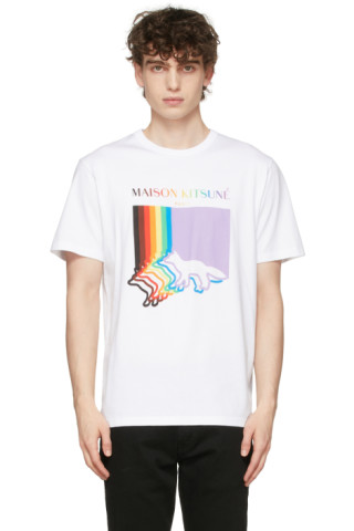 Maison Kitsuné: White Fox Flag Classic T-Shirt | SSENSE