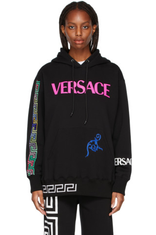 Versace: Black Oversized Logo Hoodie | SSENSE