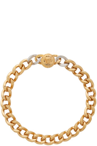 Versace: Gold & Silver Medusa Coin Necklace | SSENSE