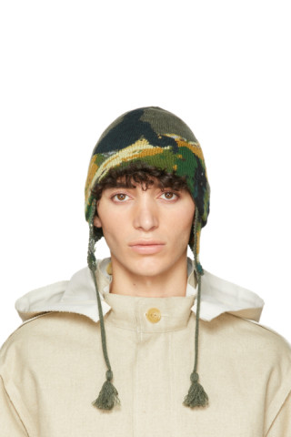 Khaki Jacquard Beanie by Undercover on Sale